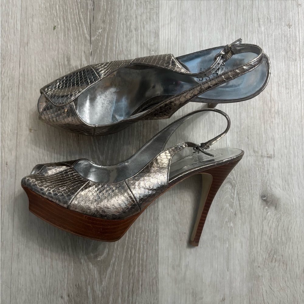 Guess Metallic Heels With G Charm